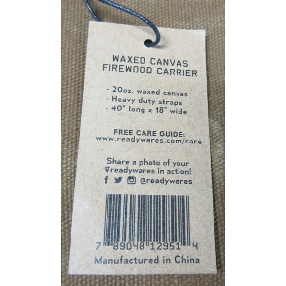 READYWARES Waxed Canvas Firewood Log Carrier Heavy Duty Classic Durable Tan NWT - Picture 9 of 9